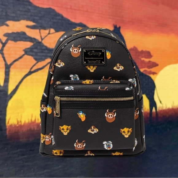 NWT LOUNGEFLY‎ DISNEY The Lion King Cartoon Character Print Mini Backpack main image 5